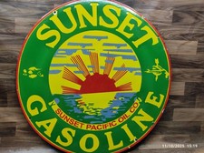 Porcelain Sunset Gasoline Enamel Metal Sign Size 30" Inches Round