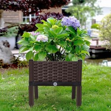 Rattan Effect PP Garden Raised Bed Vegetable Herb Planter Flower Trough Grow Box