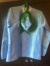 HORSE RACING JOCKEY SILKS colours green and blue and matching cap