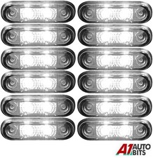 12x 24v Flush Fit White Led Front Side Marker Lamps / Lights Truck Van Kelsa Bar