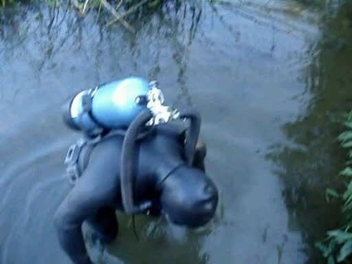 Vintage scuba diver photo - vintage,