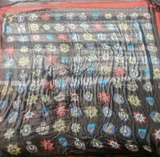 Alexander  McQueen Size L Black Red Crest Skull Square Scarf Used