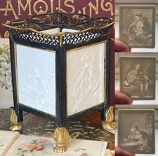 Antique porcelain lithophane magical hold to light plaque /picture lantern light