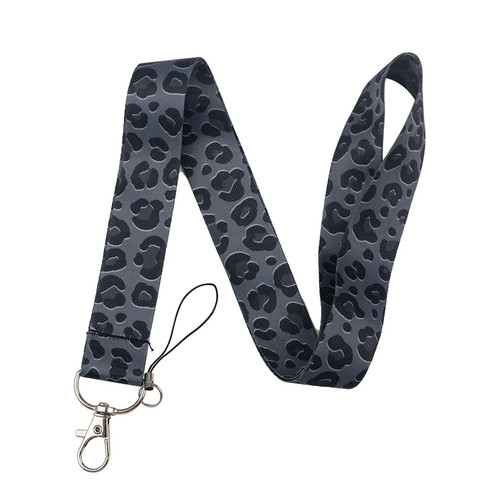 1pc gray leopard print lanyard - 1pc,