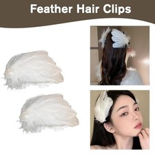 White Feather Headdress Fascinator Hair Clip Wedding Bridal 2024 Accessory Y1Y9