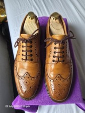Loake 1880 Chester Tan Leather Derby Brogue Shoes Mens UK 7 F US 8 RRP £285