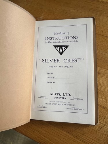 Alvis silver crest handbook - alvis,