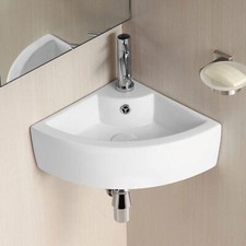 Tulla 450 x 325mm Cloakroom Small Quarter Circle Corner Wall Hung Basin Sink