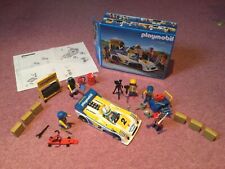 Playmobil Rare Vintage set 3738 White Race Car with crew -VGC - COMPLETE - BOXED