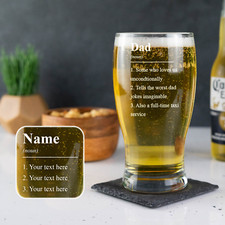 Personalised Pint Glass - Custom Engraved Noun Definition Beer Glass Gift Idea