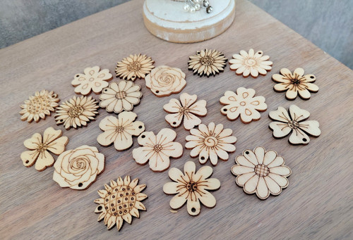 Flowers wooden mixed - x,