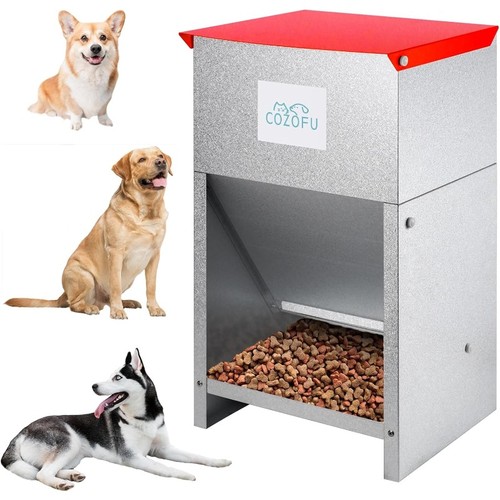 Dog feeder galvanized metal - -,