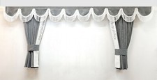 GREY Dutch Style  Curtains + Hooks SCANIA R S 2017+ Embroidered