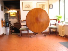 Antique Mahogany Tilt Top Table & Six Baloon Back Dining Chairs Tripod carved le