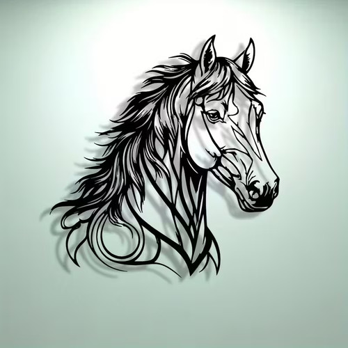 Large black horse - 2d,