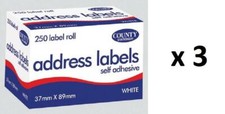 3x 250 Self Adhesive White address Labels Postage Label Roll Sticky Stick County