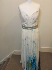 Long gown prom dress ball wedding women’s blue and white floral dress