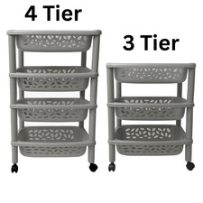 3/4 Tier Fruit Vegetable Storage Trolley Basket Rack Kitchen Cart with Wheels