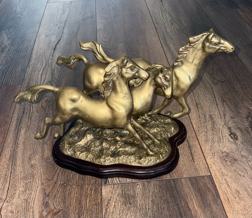 Vintage brass three galloping - brass,