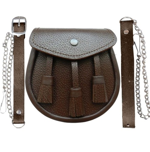 Scottish brown leather kilt - scottish,