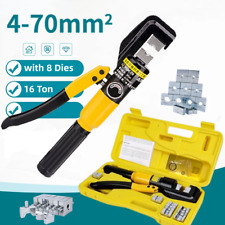 Hydraulic Crimper 16 Ton Wire Battery Cable Lug Terminal Crimping Tool + 8 Dies
