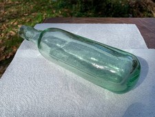 Antique Soda Ballast Bottle Torpedo Round Bottom 5 Dots Clear Blue Green