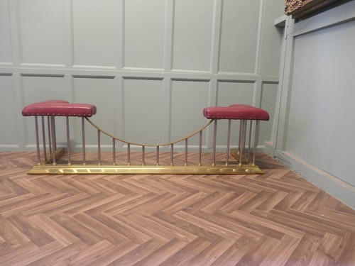 Leather upholstered brass and - brass,