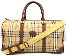 Authentic Burberrys Nova Check PVC Leather Beige Brown 2way Boston Bag NS100646