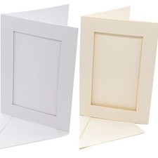 Rectangular Aperture A5 Tri Fold Cards Beige White 5 Pack Cross Stitch Rectangle