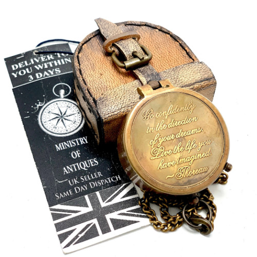 Engraved pocket compass - engraved, key