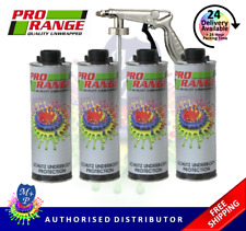 Pro Range Car Body Schutz Black x 4 Underseal 1 Litre Coating + Applicator Gun