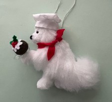 SAMOYED CHEF  with  CHRISTMAS PUDDING - Part needle felted DOG