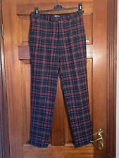 Twisted Tailor Woolf Mens W28 L30 Check Suit Trousers In Green Tartan Red navy