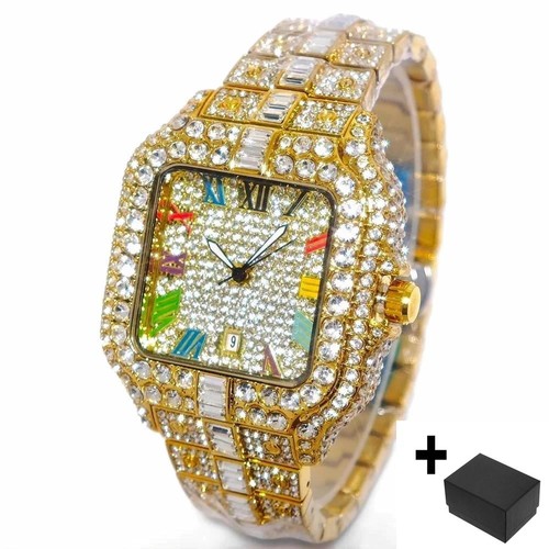 Men silver iced out - out, quartz