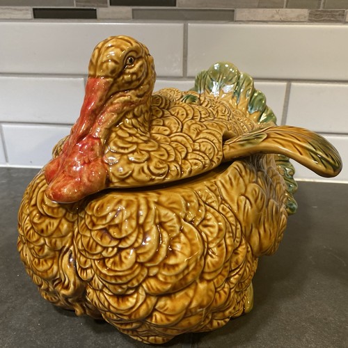 Ceramic turkey soup tureen - turkey,
