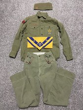 Vintage Boy Scouts Uniform Pants, Long Sleeve Shirt, Garrison Cap, Scarf 1960's