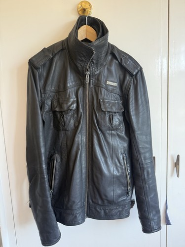 Super dry leather jacket - jacket, (l)