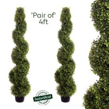 Best Artificial Pair of 120cm 4ft Boxwood Buxus Topiary Spiral Trees