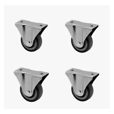 Fixed Castor Wheels Heavy Duty Rubber Wheel 75mm Grey Premium Quality Set of 4