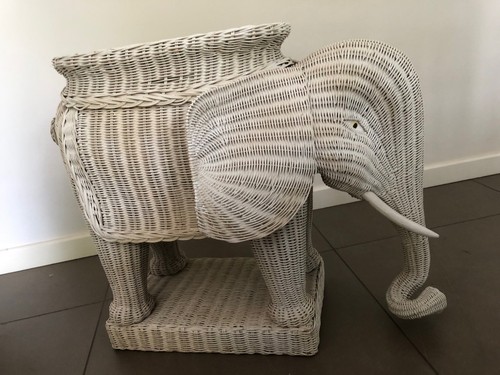 Vtg wicker elephant side - elephant,