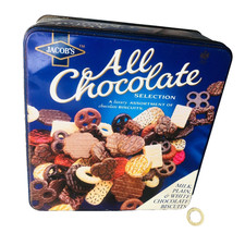 Advertising Tin Metal Jacobs All Chocolate Biscuit Selection Empty Vintage ra