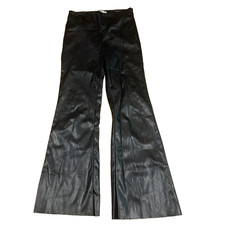 Vera & Lucy Black Faux Leather Flared Trousers Size S