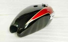 Triumph T140 Cherry & Black Painted Steel Fuel Petrol Gas Tank With Cap+ Badges