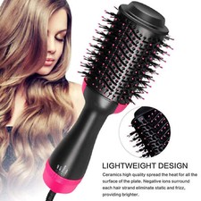 3in1 Hot Air Brush Electric Hair Dryer Straightener Curler Styler Comb Volumizer