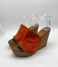 ASH espadrilles wedges shoes UK 5 EU 38 VGC orange suede mules heels studded
