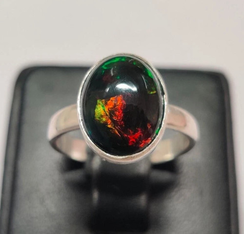 Natural black fire opal 925 - black,