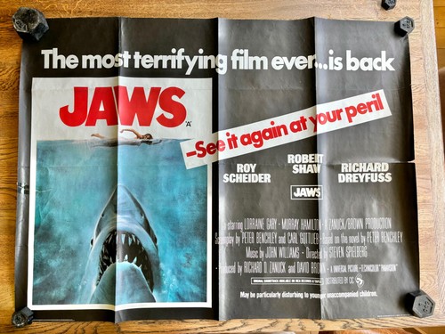 Jaws 1976 original quad - original, uk