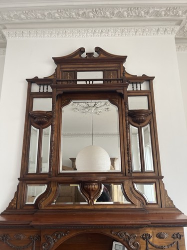 Antique over mantel mirror - mantel,
