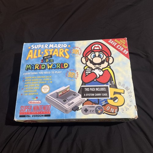 Snes console boxed mario all - mario,