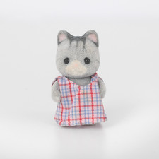Sylvanian Fisher Cat baby figure. Grey Kitten A Grand Day Out Calico Critters